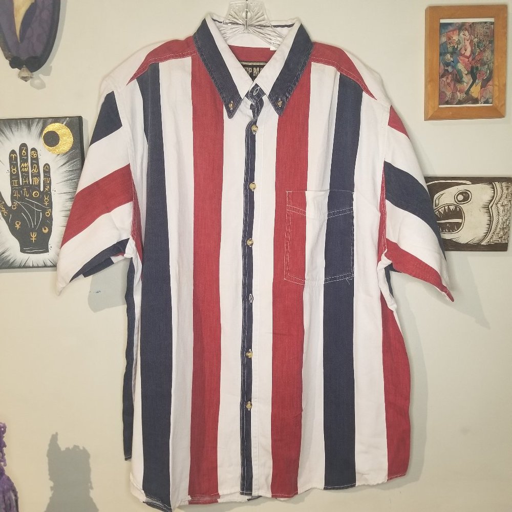 Vintage 90s Men's Striped Shirt 1X Great Condition